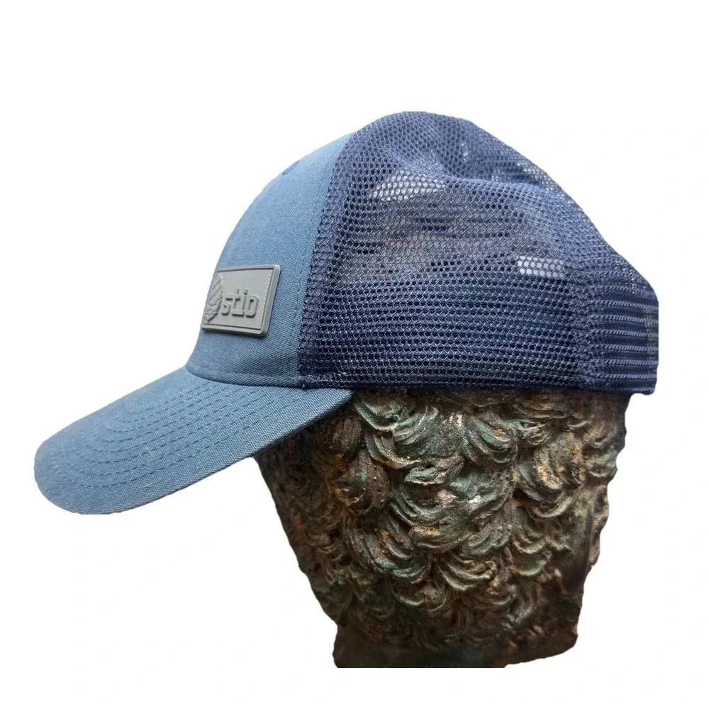 Stio Mens Trucker Hat Blue Gray Patch Logo‎ Adjustable Baseball Cap some fading